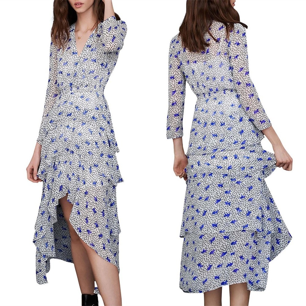 Maje Wrap Effect Floral‎ Print Georgette Rencala Dress